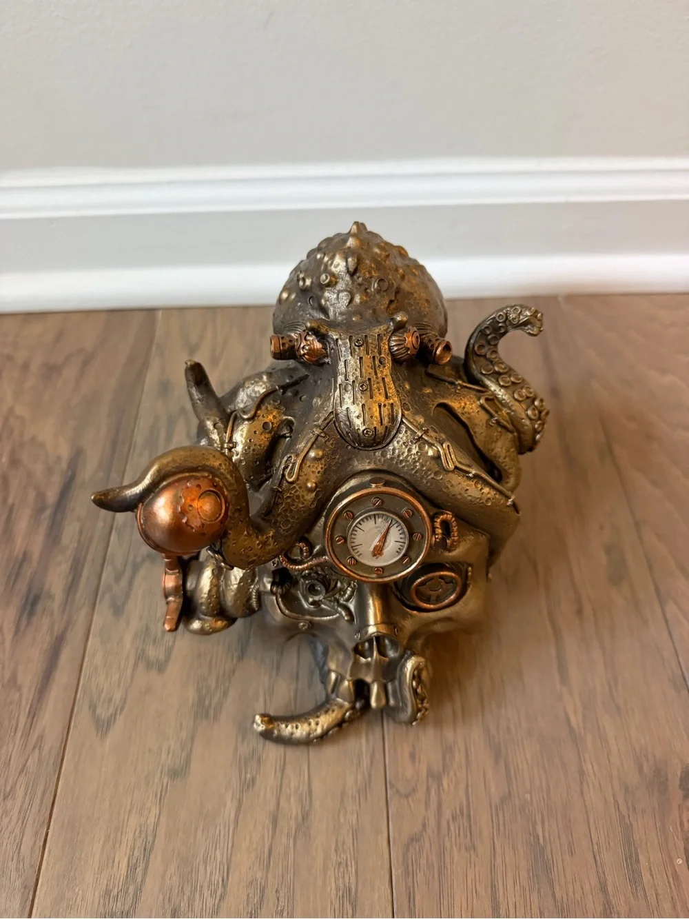 Steampunk Mechanical Octopus Skull Figurine